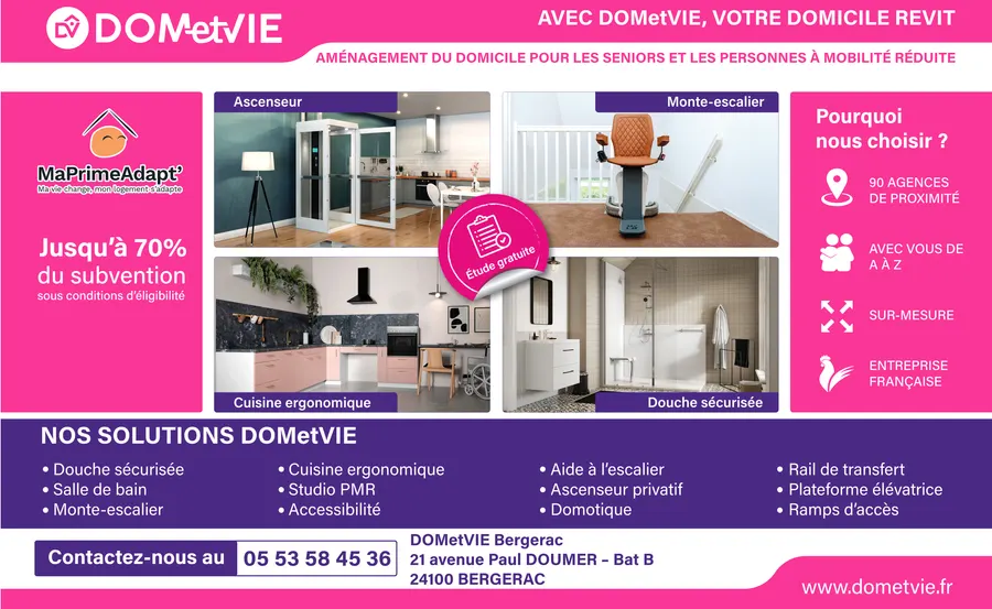 Annonce presse — Bergerac, encart paysage (MaPrimeAdapt’ 70 %)