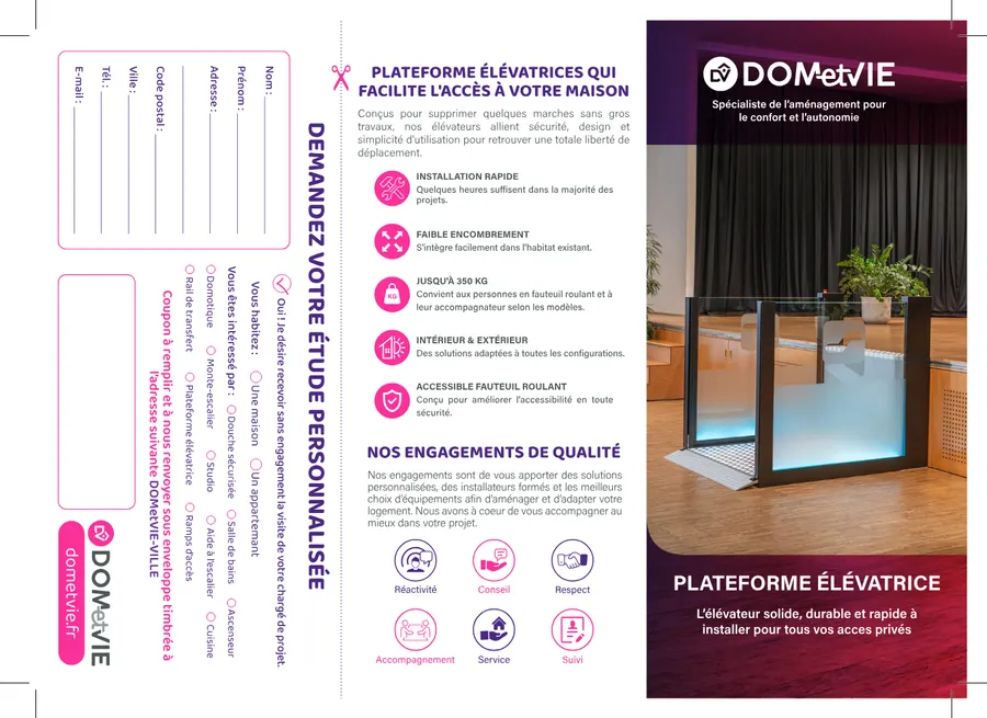 Dépliant produit — Plateforme élévatrice
