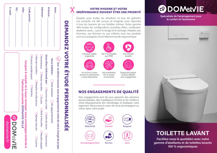 Dépliant produit — Toilette lavant