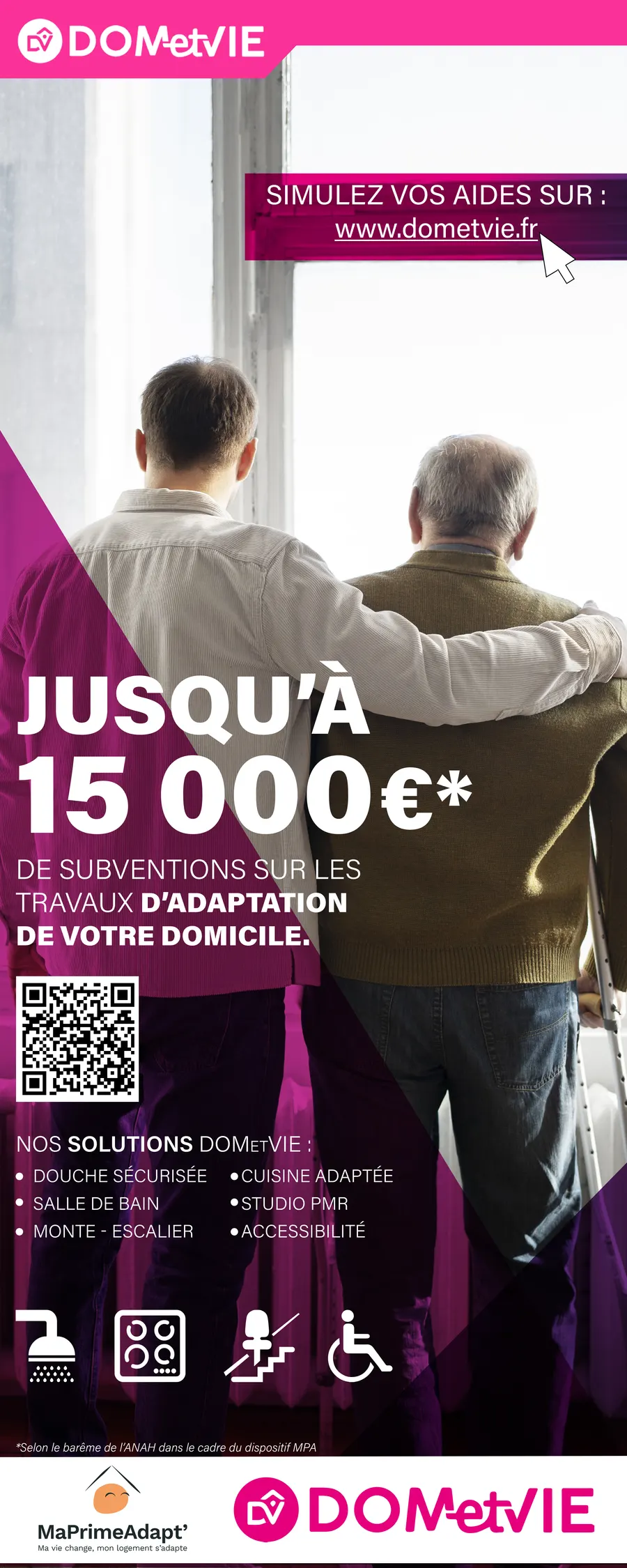 Roll-up 80 × 200 — Jusqu’à 15 000 € (MaPrimeAdapt’)